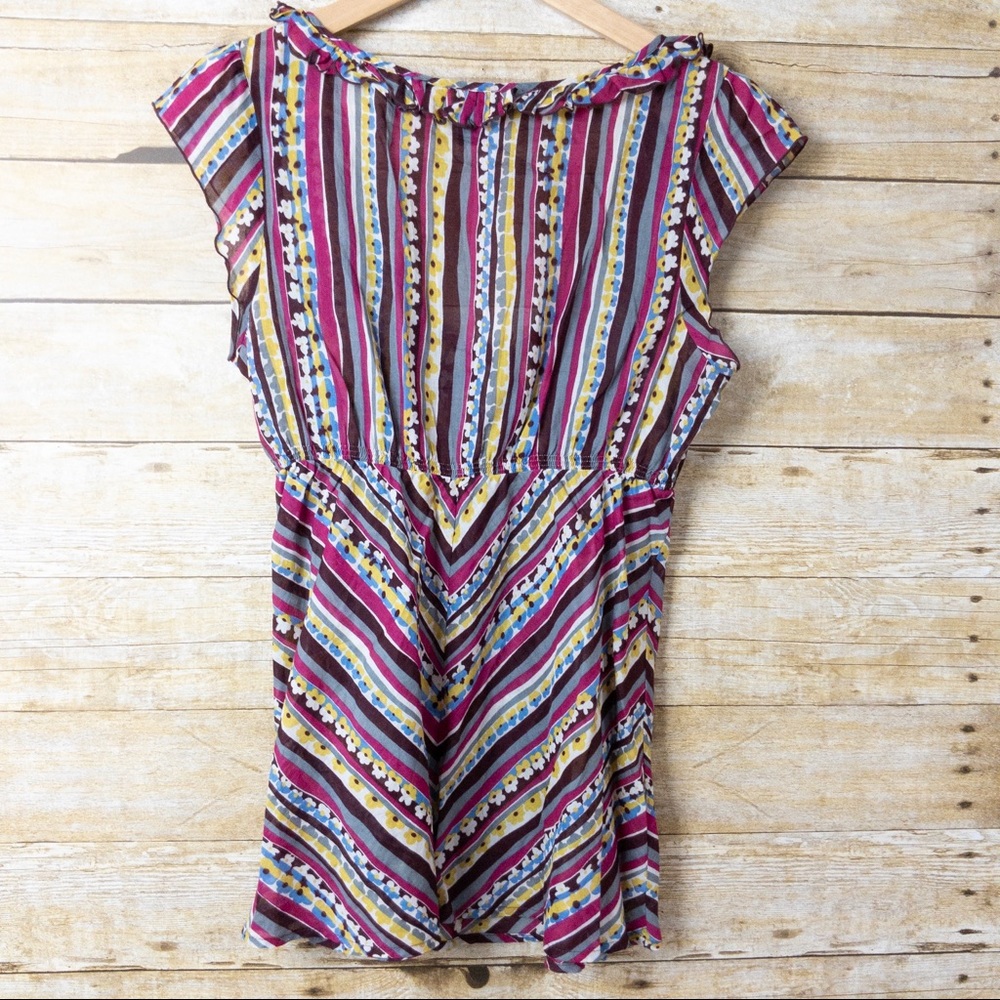 Lucky Brand Blouse Multicolor Stripe Cap S… - Picture 3 of 4